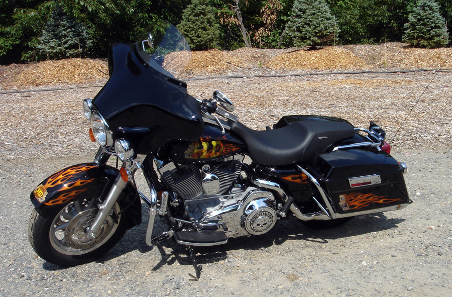 Harley Custom Paint Airbrushed Skulls with Fire and Flames FLHT